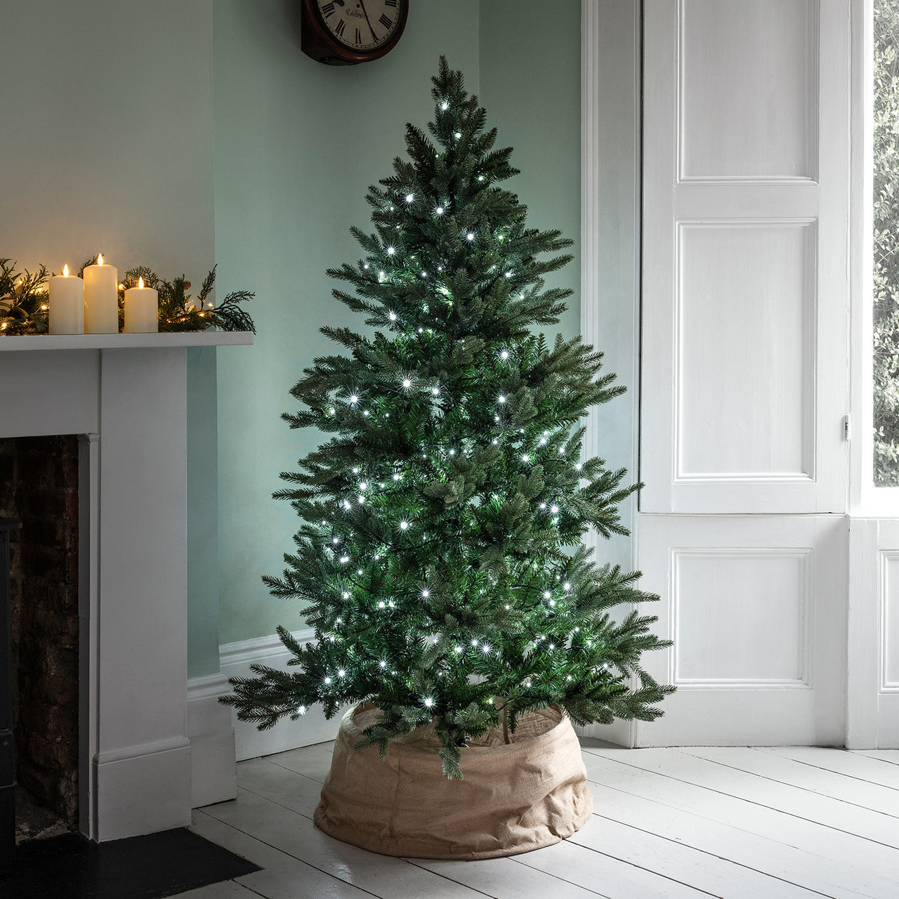 White Fairy Lights on Christmas Tree