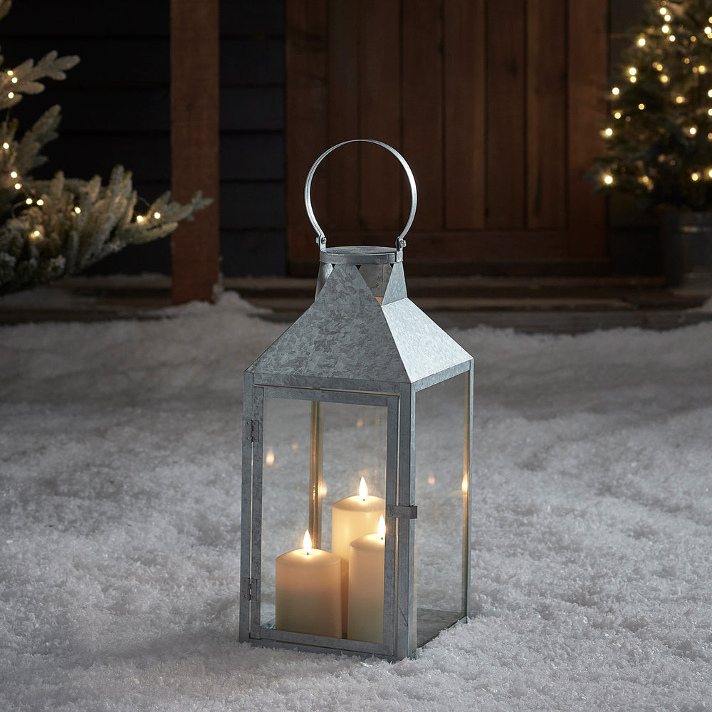 Hayle Large Metal Outdoor Lantern with TruGlow® Candle Trio