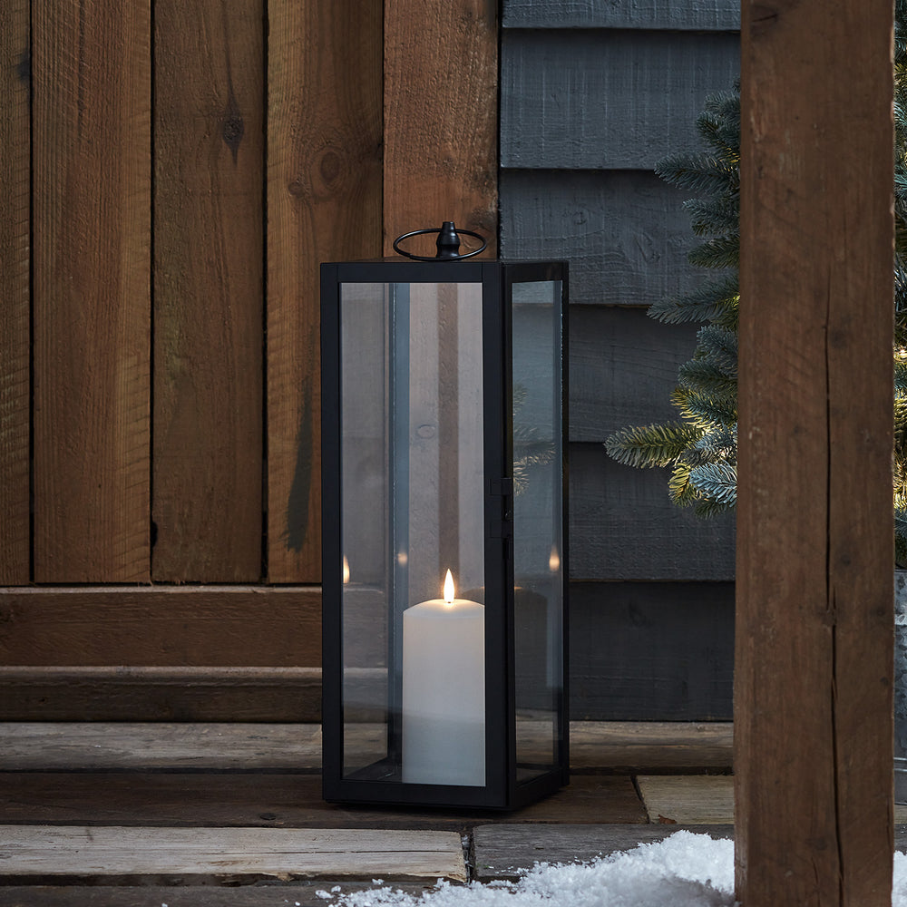 Bowen Large Black Garden Lantern with White TruGlow® Candle