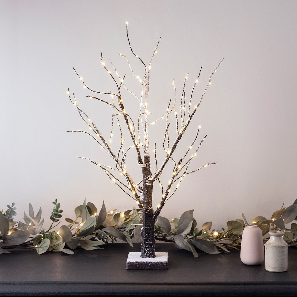 65cm Snowy Pre Lit Battery Twig Tree