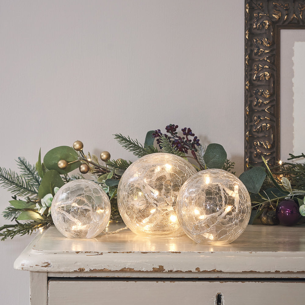 3 Clear Glass Fairy Light Orbs