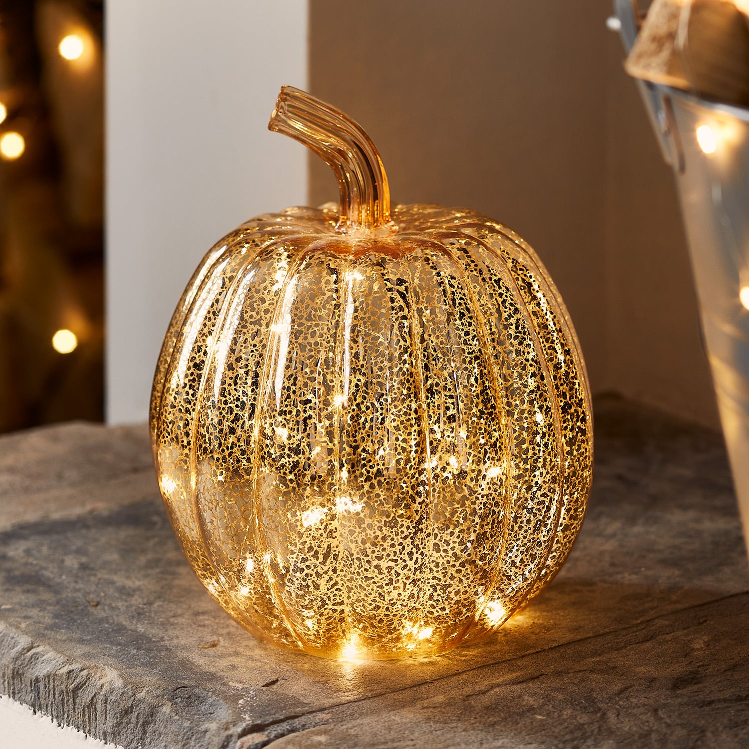 Mercury Gold Light Up Pumpkin Decoration Lights4fun