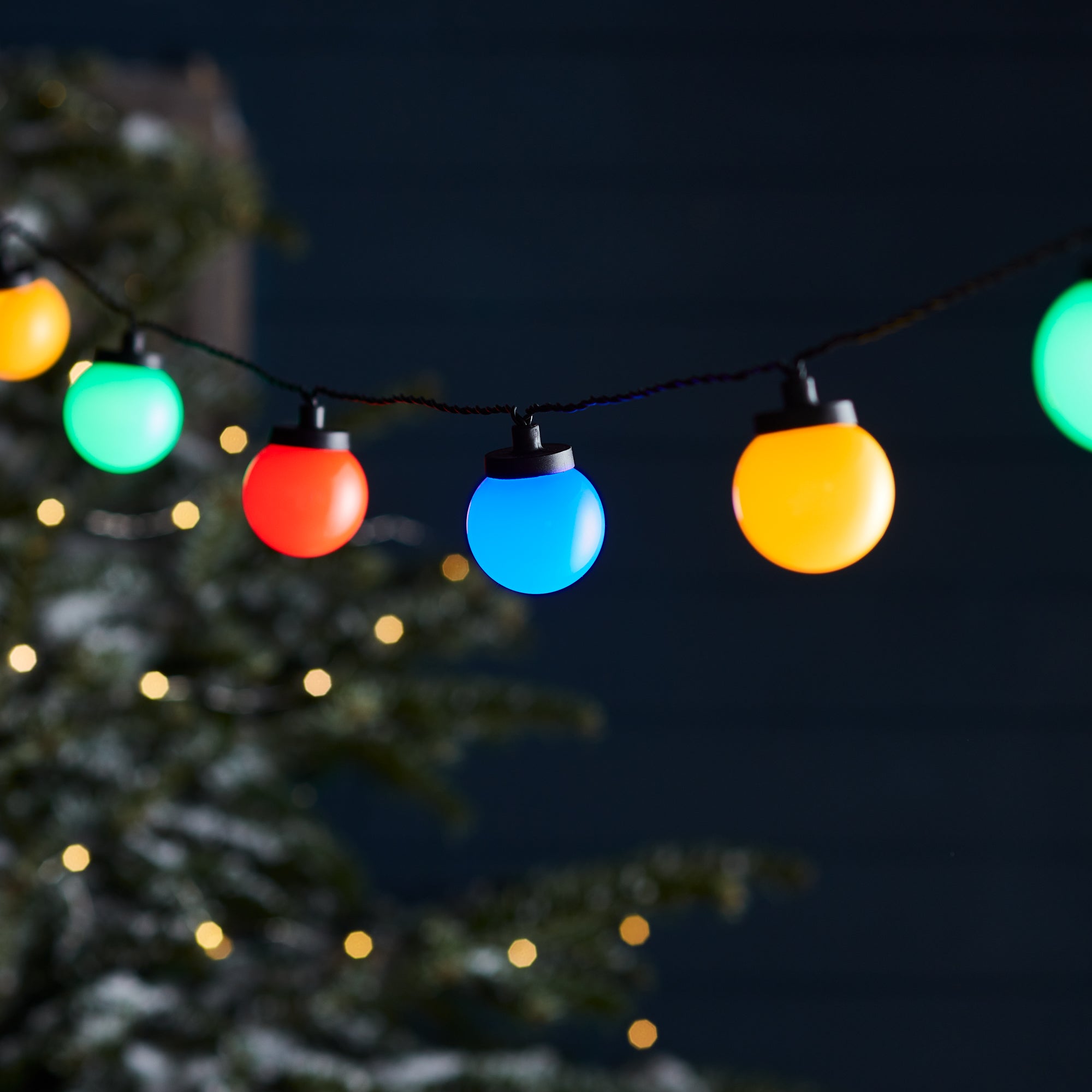 Multi coloured shop outdoor lights