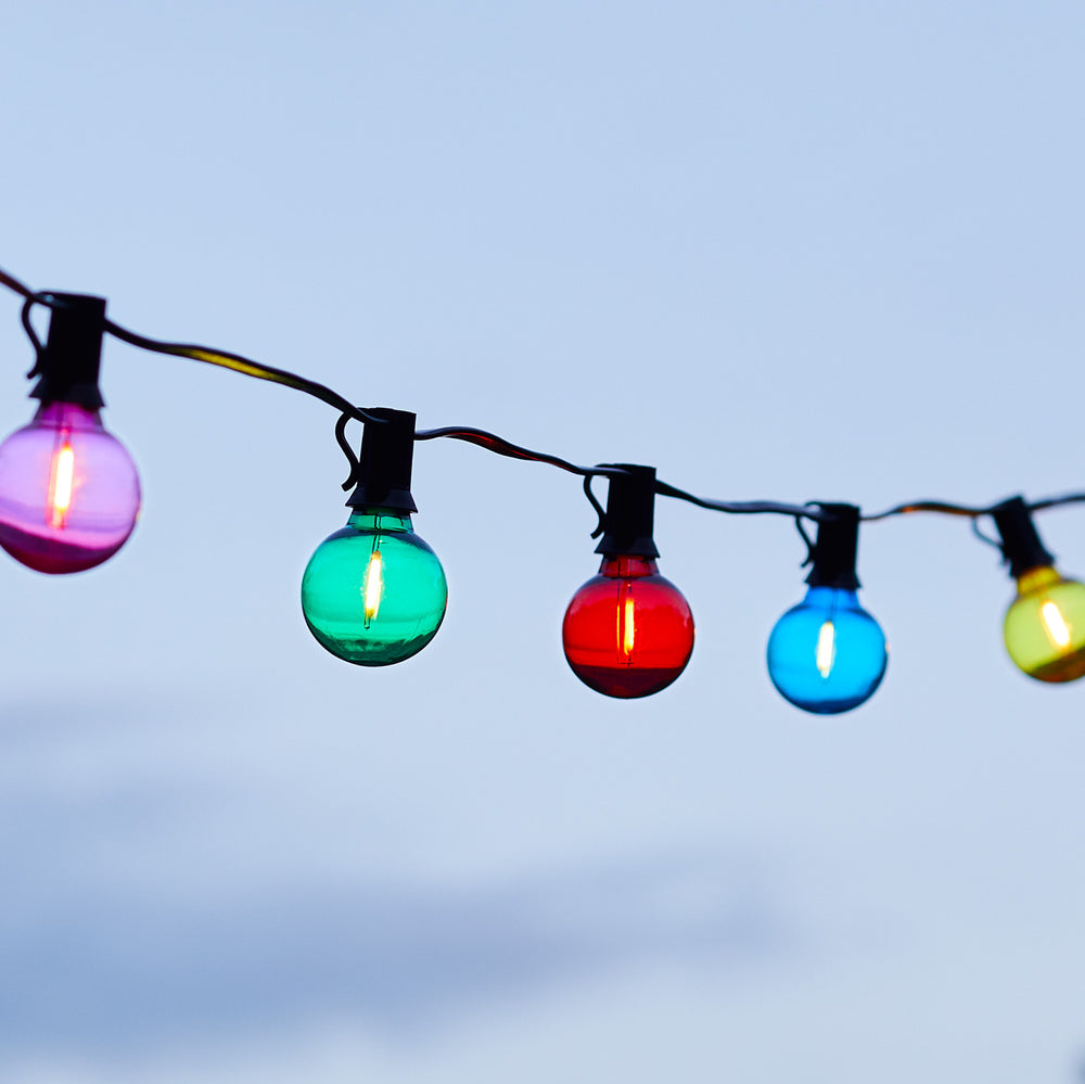 25 Multi Coloured Plug In Outdoor Festoon Lights