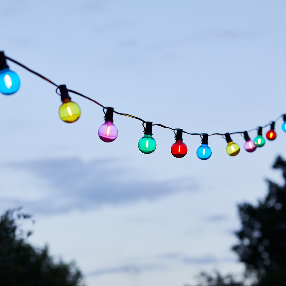 25 Multi Coloured Plug In Outdoor Festoon Lights