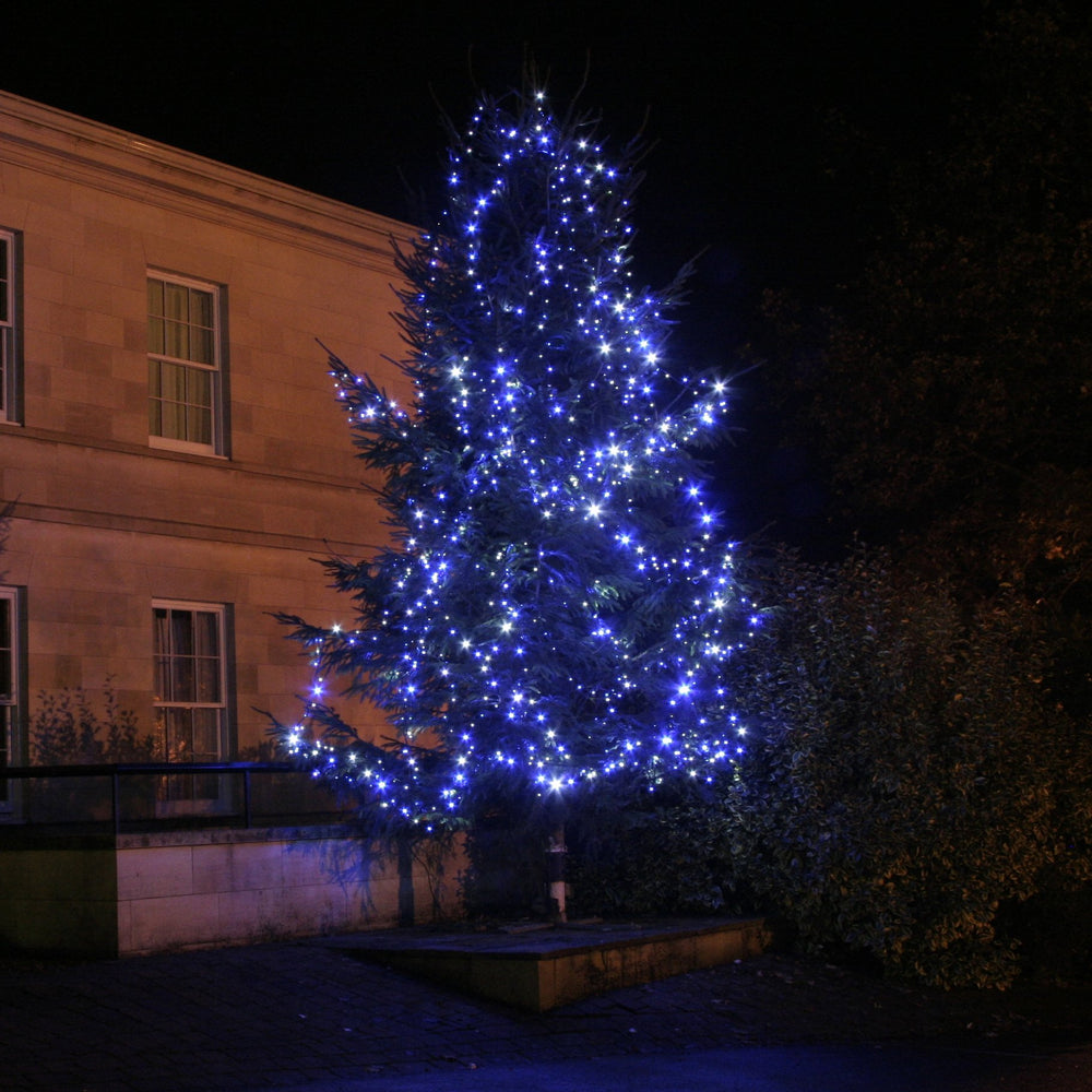 50m 500 Blue & White LED Connectable String Lights Black Cable Pro Series